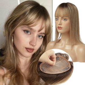Mái Tóc Giả Ombre Nâu 14 Inch Tóc Người 100% Remy Thẳng Có Mái Kẹp Nối Dành Cho Nữ Sử Dụng Hàng Ngày