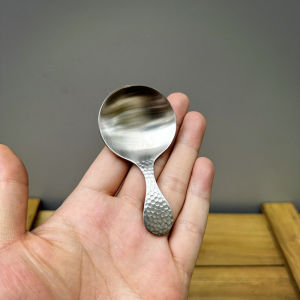 Very Rare! 304 Stainless Steel Retro Hammer Short Handle Tea Spoon British Red Caddy Spoon Tea Shovel Take Tea Ware