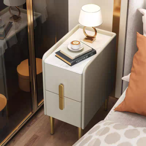 Ditto Bedside Cabinet  Nordic Leather Bedside Table with Drawer  Modern Side Nightstand for Bedroom