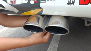 Savinta Knalpot Suos Oval Cabang Stainles Mobil Bensin Solar Truk