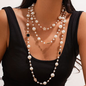 Thanh Lịch Đa Lớp Giả Ngọc Trai Vòng Cổ Choker Nữ Có Thể Điều Chỉnh Dây Xích Dài Hoa Y2K Bohemia Phụ Kiện Trang Sức Dành Cho Các Bữa Tiệc