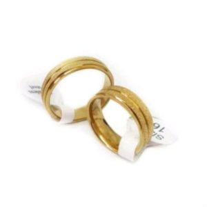 Cincin Titanium Lapis Ukir Pasir Garis Dua CXA76