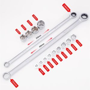 15pcs Adjustable Ratchet Wrench Kit 8-24mm Metric 180 Degrees Adjustable Chrome Vanadium Steel Ratchet Wrenches Spanner