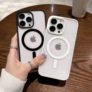 Transparent Phone Case For Magsafe Samsung Galaxy S25 Plus S24 Ultra S23 FE S22 Magnetic Acrylic Shockproof Funda Cover Luxury