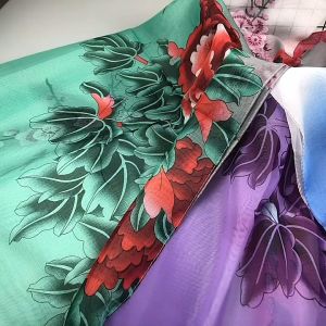 ผ้าพันคอชีฟองพิมพ์ลายเดซี่ผ้าคลุมไหล่บางของผู้หญิงXQ16