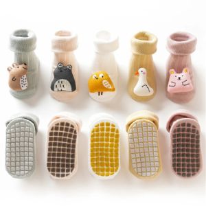 Cute Cartoon Bear Baby Socks for Boy Girl Winter Soft Cotton Anti Slip Soled Newborn Toddler Sock Kids Thicken Socken Warm Socks