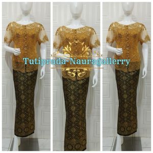 SATU SET KEBAYA PAYET PESTA TANGAN PENDEK+LONGTORSO+ROK SONGKET LILIT  TERMURAH
