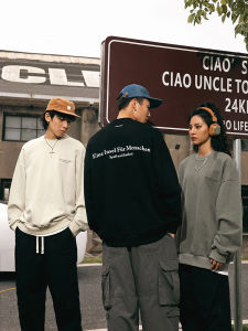 เสื้อสเวตเตอร์คอตั้งมีฮู้ดผ้าขนแกะหนาสำหรับผู้ชายและผู้หญิง ทรงหลวม แขนยาว ทรงหลวม เทรนด์ฤดูใบไม้ร่วง 2024 แฟชั่นสตรีท