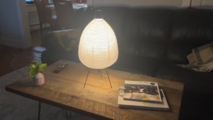 Noguchi Style Rice Paper Table Lamp Dimmable Japanese Washi Paper Lantern Bedside Lamp with E26 Bulb Minimalist Wabi-Sabi Japandi Decor Soft Light Desk Lamp for Bedroom Office