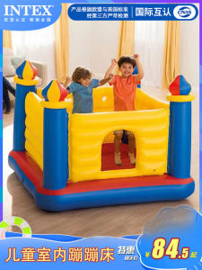 INTEX Foldable Indoor Inflatable Castle Jumping Bed for Children Plastic Toy Ball Pool without Guard Net for Home Use
