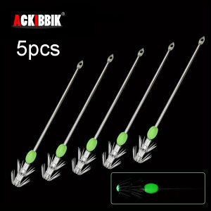 Ackibbik 5pcs 12/15/18cm Squid Umbrella Hook Stainless Steel Shrimp Hook Crochet 2-Layer Squid Umbrella Fishing Hooks Saltwater