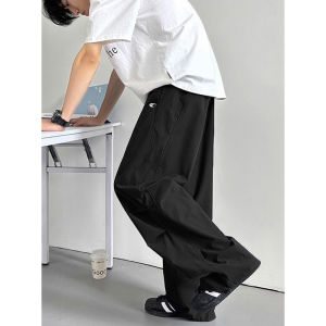 Quần Ống Rộng Xếp Ly Màu Đen Cho Nam Mùa Hè Phong Cách Đường Phố Mỹ Quần Ống Rộng Dáng Ôm Vừa Vặn Cho Binh Lính Quần Ống Rộng