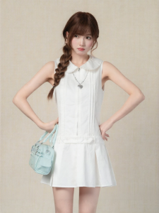 loveheynew | Đầm Dây Phong Cách Học Đường Có Mũi Cúc Sweet White