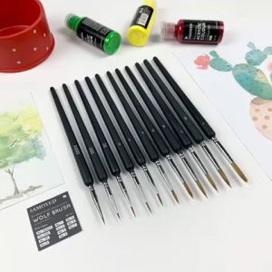 11pcs Paint Brush Set Kuas Lukis Liner Kuas Lukis Cat Air Set Tip Nylon Bulat Satuan