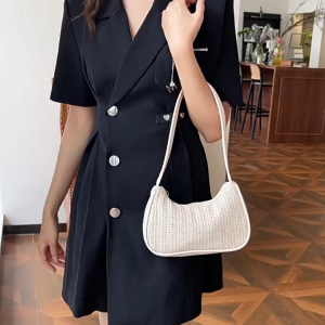 กระเป๋าสะพายไหล่ สานฟาง กระเป๋าเดินชายหาด เก๋ๆ กระเป๋าเมสเซนเจอร์ สําหรับผู้หญิง