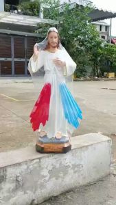 Tượng công giáo Chúa Thương Xót cao 80cm chất liệu composite dát ánh vàng (mới) để ngoài trời quà tặng công giáo