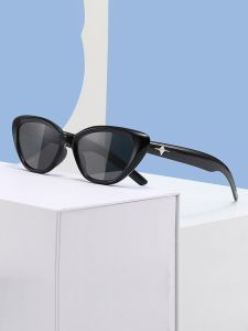 Retro Cat Eye Sunglasses for Women Elegant Star Design UV Protection Fashionable Trendy Black Lens Shades Ideal for round Faces