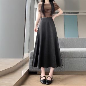 Chân Váy Dài A-Line Cao Waist Eo Slimming Mùa Hè Kích Cỡ Lớn Acetic Satin Sang Trọng
