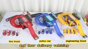 Mainan Tempat Parkir Jalur Anak-anak Model Bangunan Parkir Mobil Bertingkat Kendaraan Rekayasa Polisi Kebakaran Hadiah Mainan Pendidikan Dinosaurus