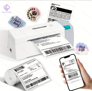 KAYSION เครื่องพิมพ์ฉลากจัดส่งสินค้าขนาดเล็กเครื่องปริ้นตราด้วยความร้อนบลูทูธ4X6นิ้วสามารถใส่ได้กับ iPhone แอนดรอยด์หน้าต่าง Mac