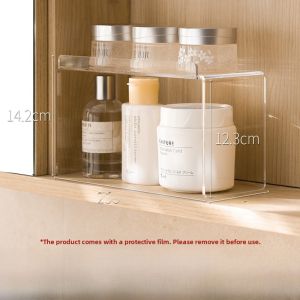 Acrylic Bathroom Makeup Desk Organizer Transparent Mirror Cabinet Divider Home Storage Rack Lazy Corner Shelf Cosmetic Holder