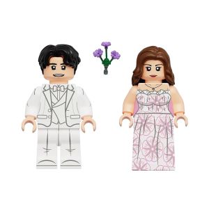 Wedding Proposal Themed Building Blocks Toy Third Party Figure Kneeling Pose Bouquet Holding Brick Assembly Toy for Kids