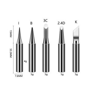 5pcs I+B+K+2.4D+3C Soldering Iron Pure Copper 900M Soldering Iron Head Set Inside Hot Bare Copper Electric Soldering Iron Tip