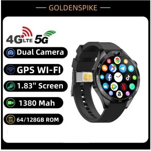 NEW Arrival 1.85 inch 4G Android Smart Watch Sim Card With GPS WIFI  Dual Camera RAM 8GB + ROM 128GB Smartwatch 1380Mah battery