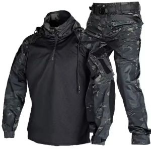 Outdoor Uniform Tactical Suits Wear Resistant T-Shirt Hooded Pants Men Clothes Combat Shirts Airsoft Paintball Hunting Clothing