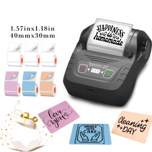 KAYSION Mini Printer with 6 Rolls Labels Kit Wireless Inkless Pocket Sticker Printer Thermal Label Maker