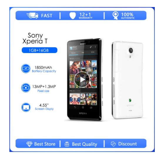 Sony Xperia T LT30P Mobile Phones Original Unlocked 4.55 Inch 16GB 13MP Camera