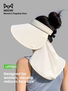 miiow | High Aesthetic Value Womens Summer New Style Cat Person Empty Top Sun Hat Large Brim UV Protection Sunshade Hat Face Slimming