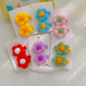Korean Style Handmade Knitted Flower Hair Clips Childrens Hair Accessories No Damage to Hair Duckbill Hair Clips Baby Hair Accessories