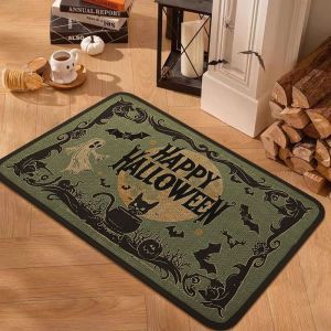 VIKAMA Boo Ghost Pumpkin Halloween Doormat Non-Slip Durable Entryway Rug Spooky Fall Porch Decor for Home Entrance