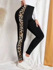 กางเกงขายาวเอวสูงลายเสือดาว กางเกงขายาวทรงหลวมสบาย ๆ สำหรับผู้หญิง สไตล์สตรีท เอวสูง ทรงสลิมฟิต ฤดูใบไม้ผลิ 2025