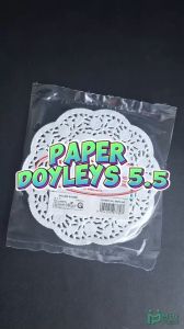 (isi 100 pcs) Paper Doyleys 5.5" Inch Kertas Doilies 14 cm Alas Toples 1/2 kg Renda Round White Dragon Pack