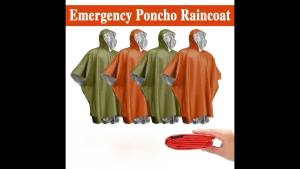 Emergency Poncho - Waterproof Raincoat With Cold Insulation & Survival Blanket Disposable Reusable for Camping/Hiking