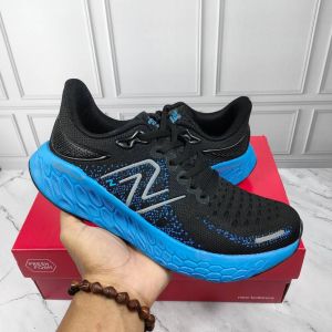 [Bisa COD] FOR MEN NB 1080v12 Black Blue SUPER PREMIUM MARATHON RUNNING SHOES + KAOS KAKI + Gelang