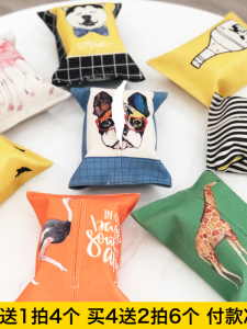 Fabric Cotton Linen Tissue Cover Cute Cartoon Tissue Box Tissue Bag Living Room Table Dining Paper Extraction Box Tissue Bag Tissue Box
