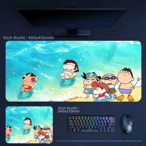 Potdemiel | Tấm Lót Chuột Bằng Da Hoạt Hình Crayon Shin-chan Tấm Lót Chuột Văn Phòng Chống Trượt Nhiều Kích Cỡ Cho Loạt Sản Phẩm Dã Ngoại Ngoài Trời