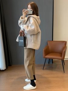 Hooded Fleece Coat Women Warm Thicker Plush Padded