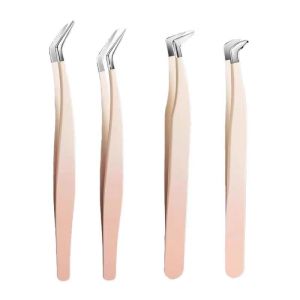 High Precision False Eyelash Tweezers Eyelash Curler Professional Grafting Full Set round Head Jinyu Tweezer Olecranon Clip 7-Word Clip
