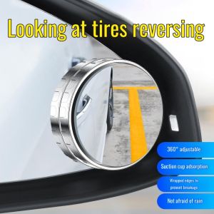 Car Reversing Small Round Mirror Rearview Mirror Auxiliary Mirror Hd Reflective Blind Spot Mirror 360-Degree Blind Spot Gods Suction Cup Type汽车倒车小圆镜