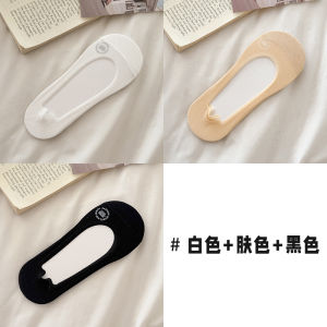 Summer Breathable Invisible Slip-On Boat Socks Womens Thin Cotton Socks Pure Color Non-Slip Matching with Small Leather Shoes