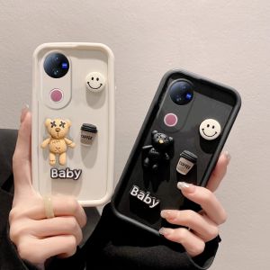เคสโทรศัพท์ VIVO V50 5G เคสซิลิโคนนิ่มลายการ์ตูน3D ยิ้มหมีปกป้องเลนส์ VIVOV50