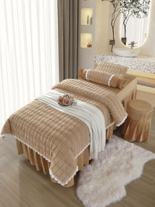 Fall and Winter New Arrival Rabbit Plush Beauty Bedspread Four-Piece Set Accessible Luxury Head Massage Therapy Shop Dedicated Baby Velvet Bed Sheets with Holes