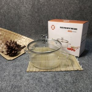 PANCI KACA TAHAN PANAS APISRY glass diameter 18cm dengan turup kaca cantik Kitchenware