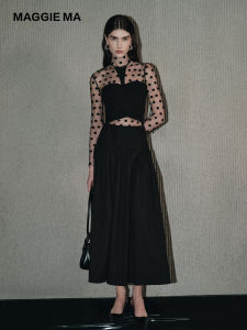 Black High-waisted A-line Skirt Flowing and Sturdy