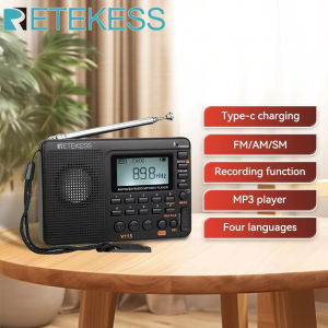 RETEKESS V115 Radio FM AM SW Portable Radios Rechargeable Radio Batteries multiple bands USB Recorder Speaker for Elders TX32