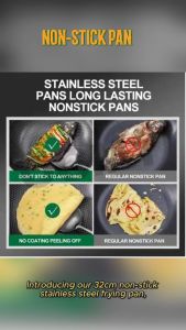 32CM on Stick Pan Stainless Steel Non Stick Frying Pan